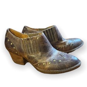 Born Brown Western Ankle Boots with Studded Details